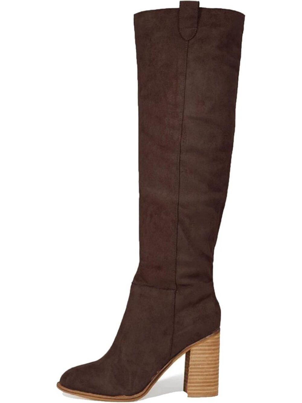Women's Chocolate Chunky Heel Round Toe Side Zipper Fashionable Knee High Boots